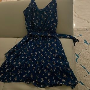 Floral Print, very cute dress, Aqua, XS, Navy Blue